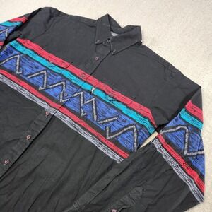 Vintage Panhandle Slim Shirt Men 17x36 (L) Aztec Brooks Dunn Southwestern Navajo